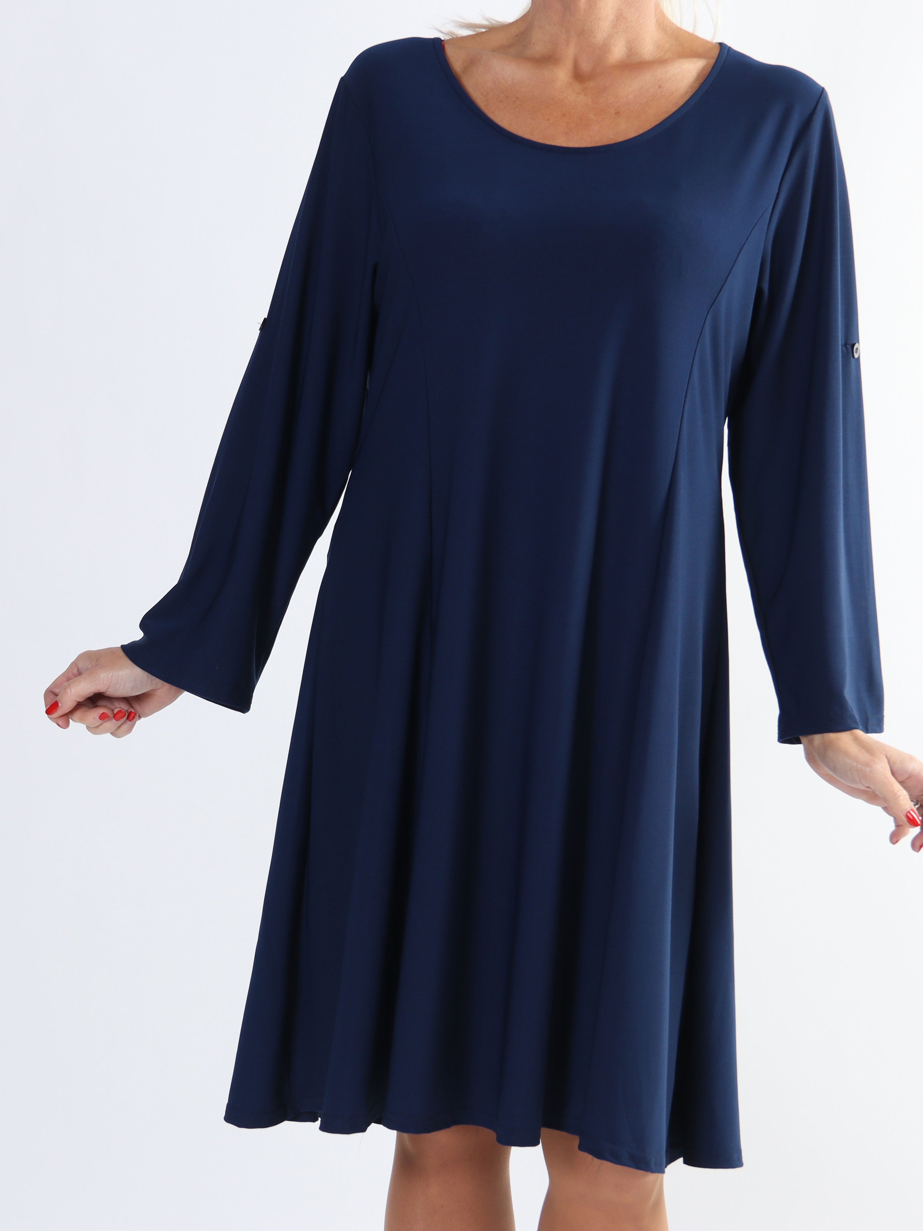 Maj Plain L/S - Elastisk plus size ensfarvet kjole